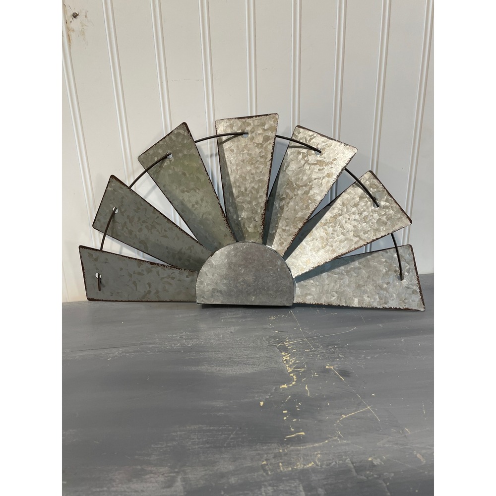 The Hearthside Collection Galvanized Metal Windmill Wall Decor Farmhouse Rustic